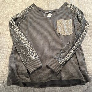 Snake skin glitter top